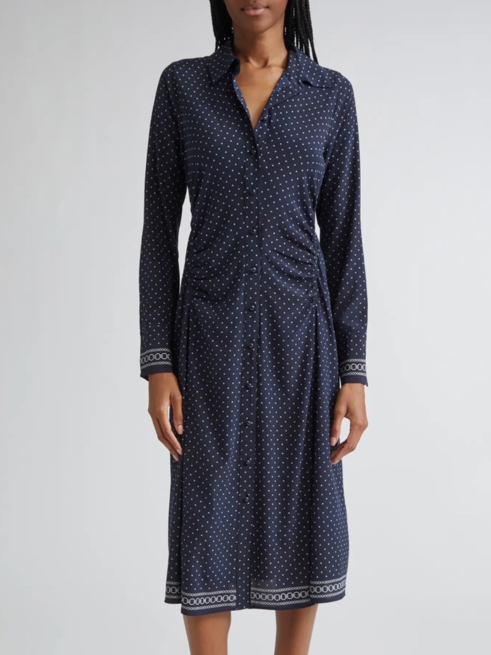 NWT Veronica Beard Lex Mixed Print Long Sleeve Stretch Silk Shirtdress